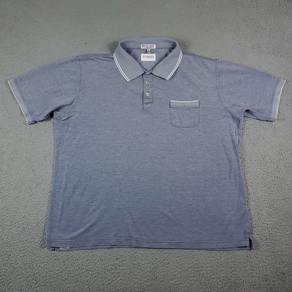 Peter Millar Polo Shirt Mens XL Blue Tailored Fit Golf Casual Short Sleeve ** - Picture 2 of 7